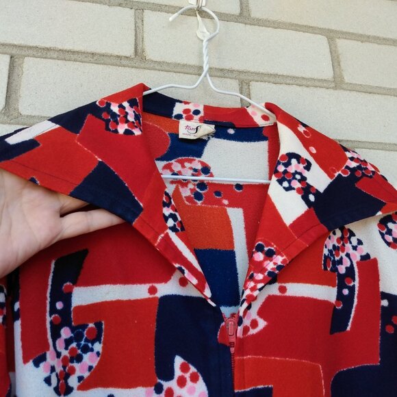 Vintage 70s Psychedelic Jacket 41.75 Chest Butterfly Collar Zipper Belt Retro Re - Picture 6 of 16